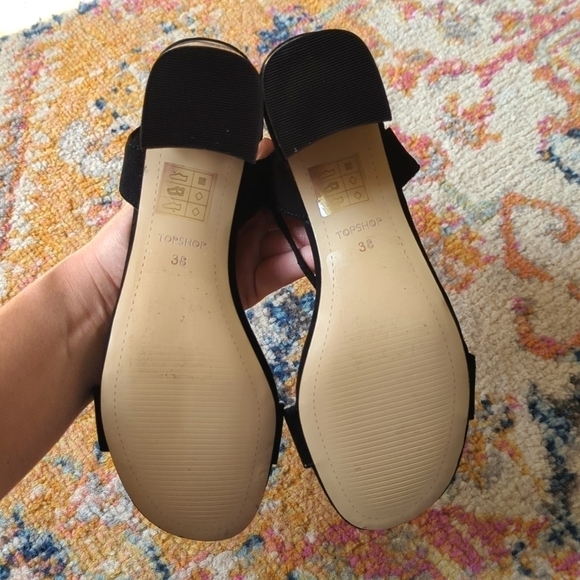 Topshop Daisy Strappy Ankle Marble Mid Block Heeled Sandals Black Size 7.5 - Picture 11 of 15